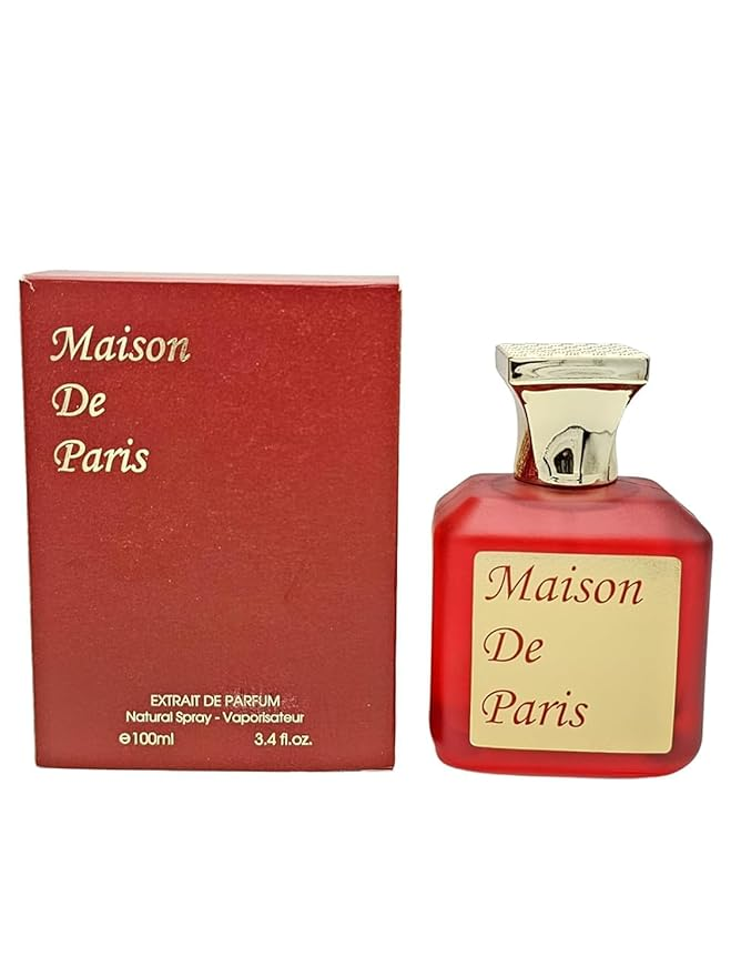 Maison De Paris Extrait De Parfum 3.4oz + Red Baccara 3.4oz + Bacarrat Rogue 540 Roll On Body Oil unisex (12ml) (Pack of 3)